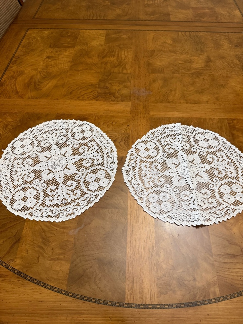 White Crochet Round Doilies - Set of 2